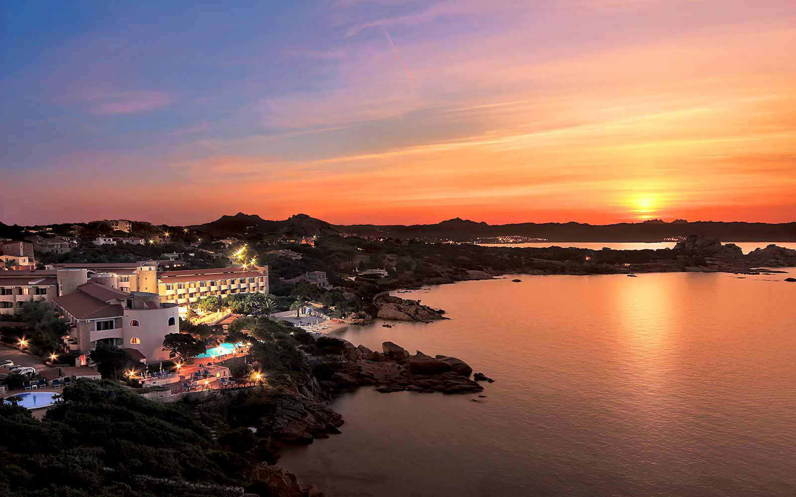 Sunset over Grand Hotel Smeraldo Beach