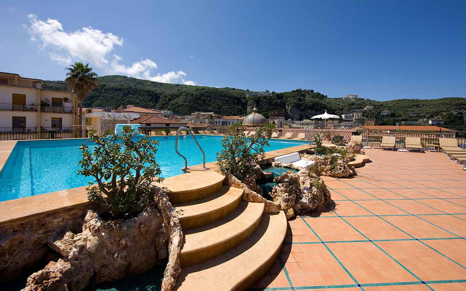 Rooftop swimming pool at the Grand Hotel La Favorita