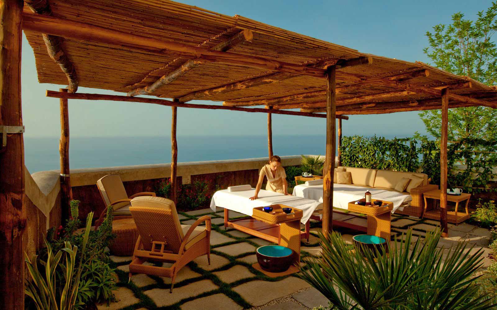 Outdoor spa treatments at Monastero Santa Rosa